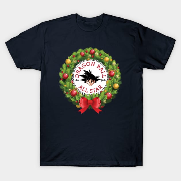 Christmas All Star Goku Dragon Ball Wreath T-Shirt by Rebus28